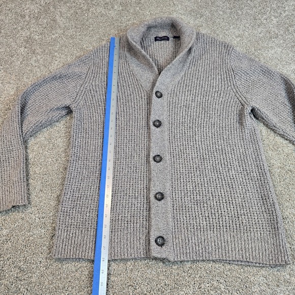 Alan Flusser Cardigan Sweater Mens L Loose Weave Gray Grandpa  Knit Cotton - Picture 4 of 10
